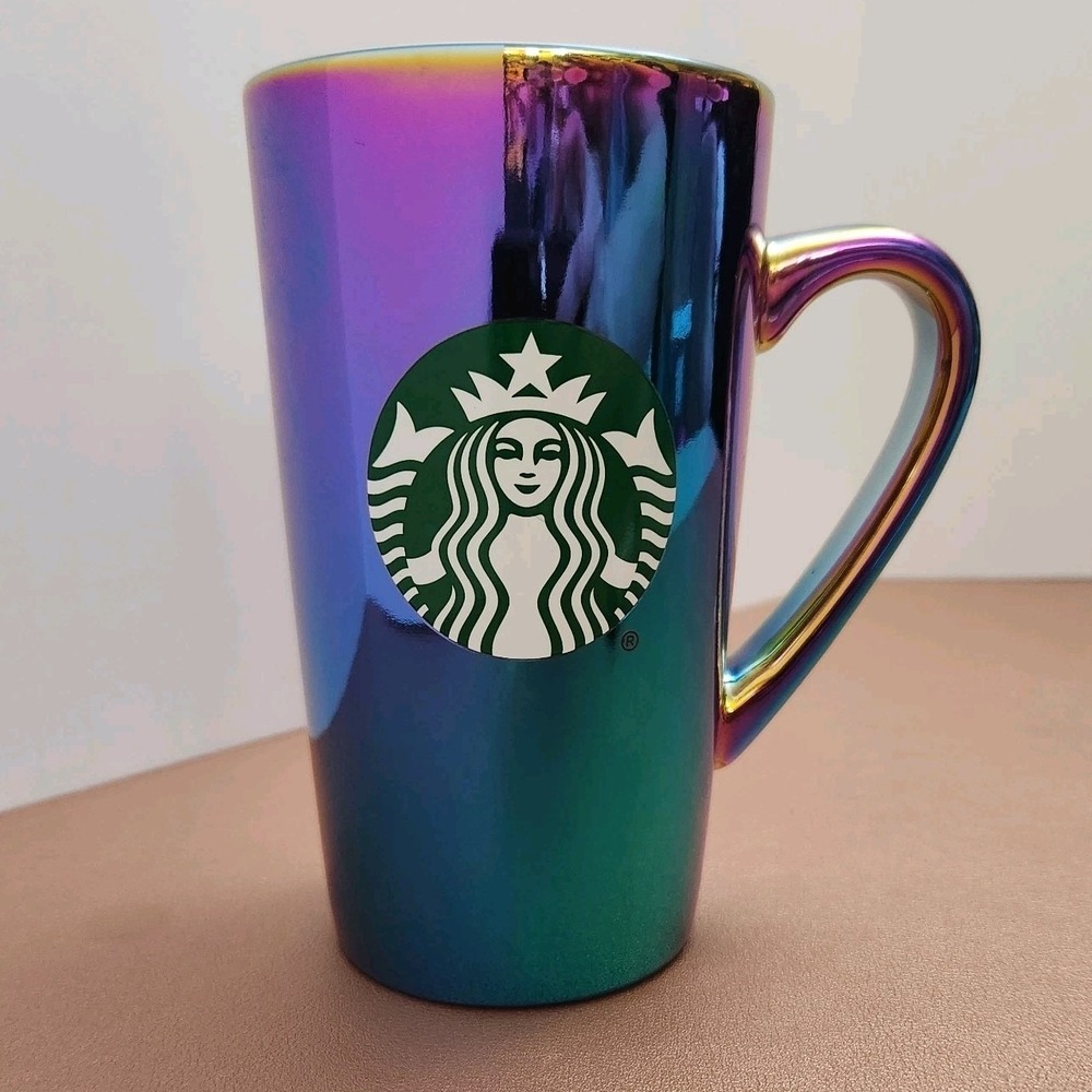 Starbucks 2022 16 OZ Iridescent Holographic Oil Slick Ceramic Coffee Mug Siren